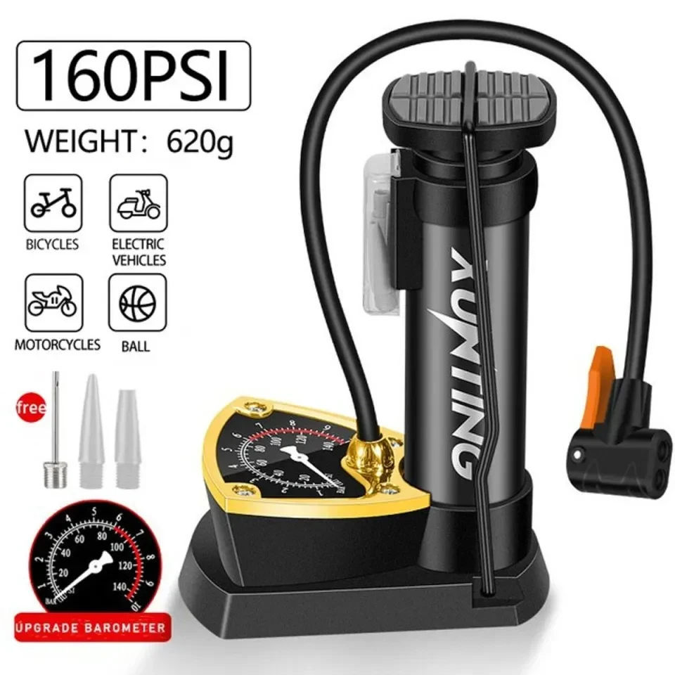 পাওয়ারফুল ফুট পাম্পার সাথে ম্যানোমিটার [Portable High Pressure Foot Air Pump – 160 PSI]